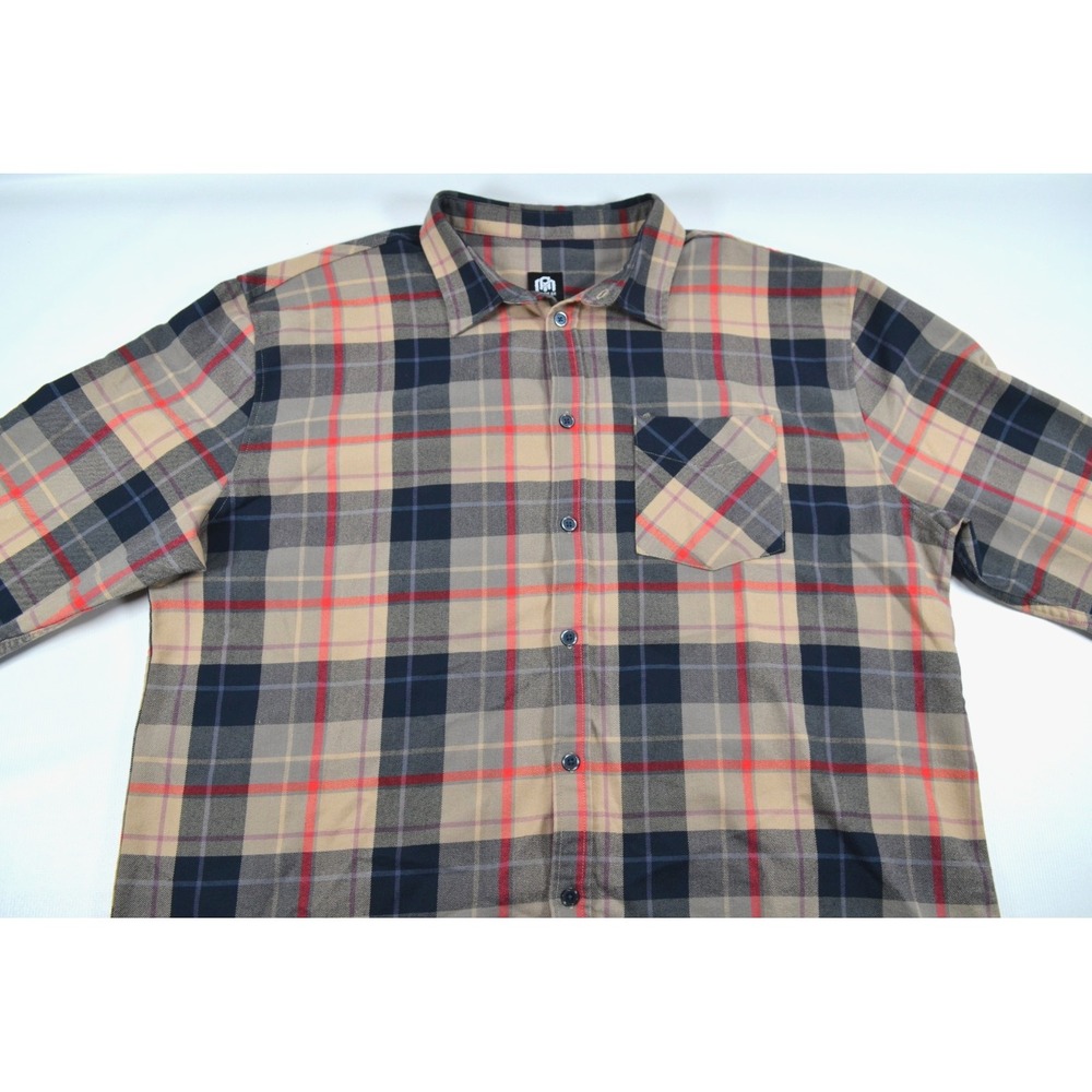 Lot of 2 Into The AM Flannel Shirts Mens 2XL Brown Black & Cream Red Black - Picture 8 of 16